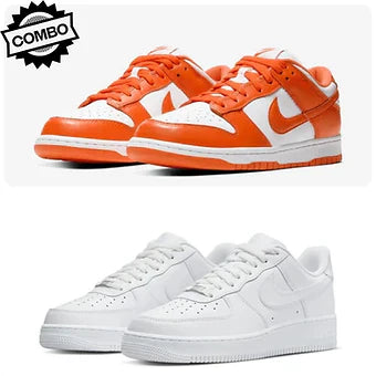 1x Nike Orange Dunk Low and 1x Nike Airforce 1 White Sneaker - Combo Deal
