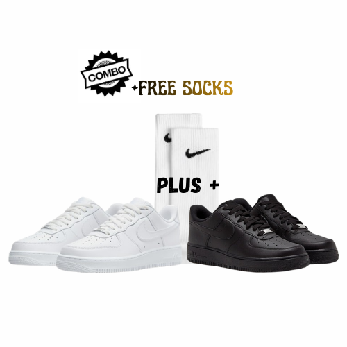 1x Nike Air Force 1 White & 1x Air Force 1 Black + Socks - Combo Deal (SAVE 200)