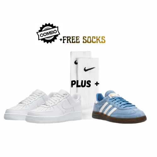 1x Nike Air Force 1 White/Black & 1x Adidas Handball Spezial + Socks - Combo Deal (SAVE 300)