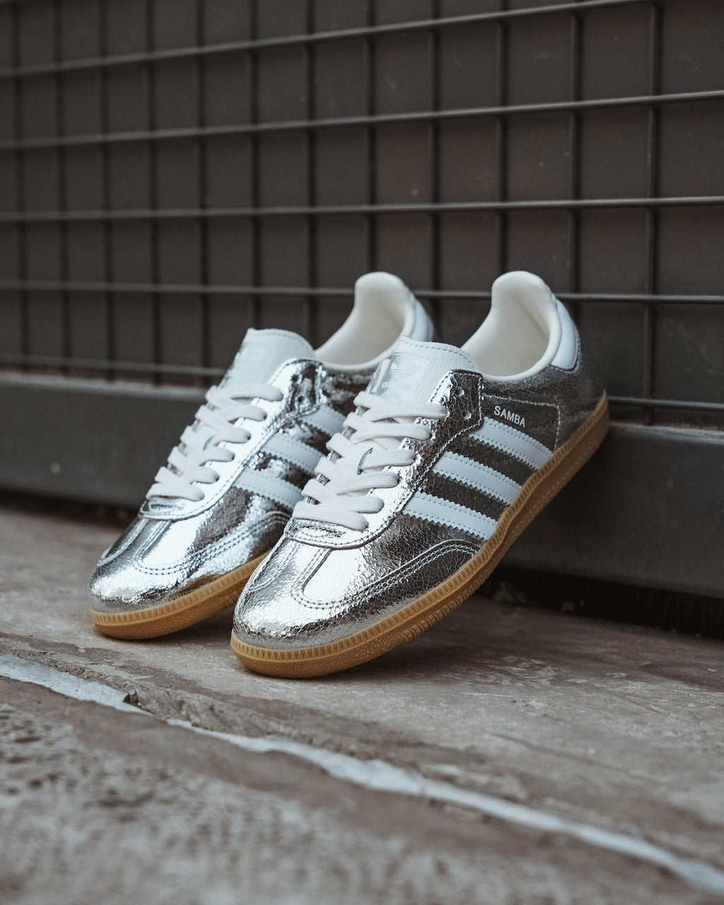 Adidas Samba OG "Silver Metallic Cracked Leather"